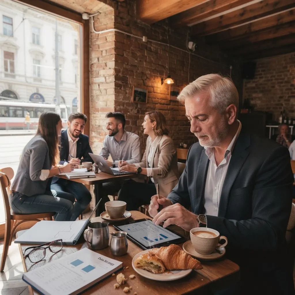 Számítógépes algoritmusok működését ábrázoló illusztráció a prediktív elemzés területén.